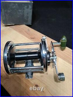 1960's VINTAGE PENN No155 CASTING REEL GREAT CONDITION GREEN HANDLE COMES W BOX