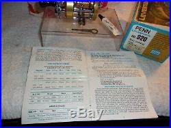 1970's Penn 920 Levelmatic Bait Casting Reel & Box Manual Wrench Lube New