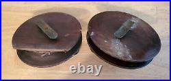 (2) Antique 6 Wood and Metal Side Mounted Fishing Reels withWood Handles