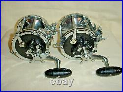 2 Matching Vintage Penn Senator 114 6/0 Reels Black Plates Harness Lugs Made USA