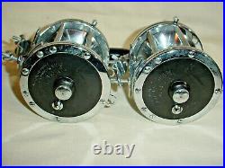 2 Matching Vintage Penn Senator 114 6/0 Reels Black Plates Harness Lugs Made USA