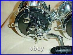 2 Matching Vintage Penn Senator 114 6/0 Reels Black Plates Harness Lugs Made USA