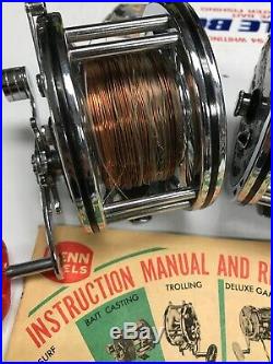 2 Minty Vintage Penn 49 Reels W Hardware/Manual