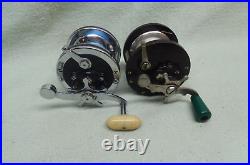 2 Vintage Salt Water Bait Casting Fishing Reels Penn 1/0 Sportfish & No 85