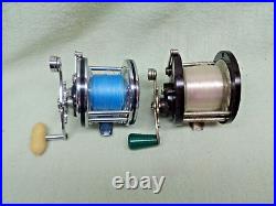 2 Vintage Salt Water Bait Casting Fishing Reels Penn 1/0 Sportfish & No 85