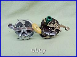 2 Vintage Salt Water Bait Casting Fishing Reels Penn 1/0 Sportfish & No 85