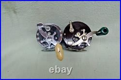 2 Vintage Salt Water Bait Casting Fishing Reels Penn 1/0 Sportfish & No 85