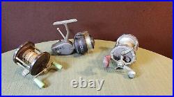 3x Vintage Fishing Reels Spinning and Bait Casters