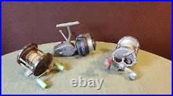 3x Vintage Fishing Reels Spinning and Bait Casters