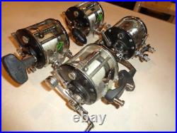 4 Penn 209 Levelwind Fishing Reels, Black Side Plates, Black Swirl Handles, RH