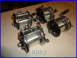 4 Penn 209 Levelwind Fishing Reels, Black Side Plates, Black Swirl Handles, RH