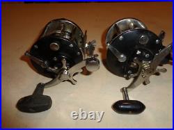 4 Penn 209 Levelwind Fishing Reels, Black Side Plates, Black Swirl Handles, RH