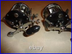 4 Penn 209 Levelwind Fishing Reels, Black Side Plates, Black Swirl Handles, RH