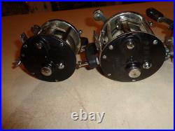 4 Penn 209 Levelwind Fishing Reels, Black Side Plates, Black Swirl Handles, RH