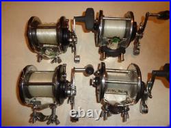 4 Penn 209 Levelwind Fishing Reels, Black Side Plates, Black Swirl Handles, RH