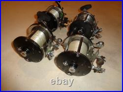 4 Penn 209 Levelwind Fishing Reels, Black Side Plates, Black Swirl Handles, RH