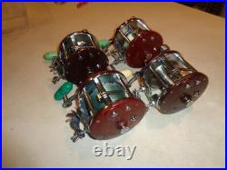 4 Penn 309 Levelwind Fishing Reels, Burgundy Side Plate, Black, RH, USA