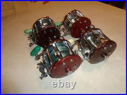 4 Penn 309 Levelwind Fishing Reels, Burgundy Side Plate, Black, RH, USA