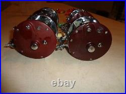 4 Penn 309 Levelwind Fishing Reels, Burgundy Side Plate, Black, RH, USA