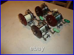 4 Penn 309 Levelwind Fishing Reels, Burgundy Side Plate, Black, RH, USA