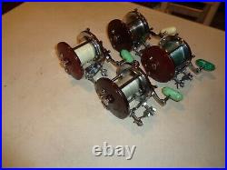 4 Penn 309 Levelwind Fishing Reels, Burgundy Side Plate, Black, RH, USA