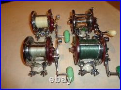 4 Penn 309 Levelwind Fishing Reels, Burgundy Side Plate, Black, RH, USA