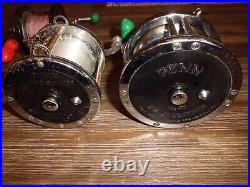 5- Vintage Penn Long Beach-Senator-Super Mariner Conventional Reels made in USA