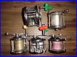 5- Vintage Penn Long Beach-Senator-Super Mariner Conventional Reels made in USA