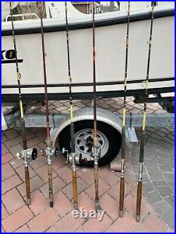 6 Custom Vintage Roller Fishing Rods & Reels Off Shore Bundle Penn