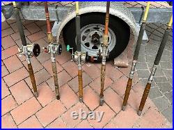 6 Custom Vintage Roller Fishing Rods & Reels Off Shore Bundle Penn