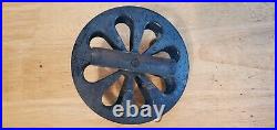 Antique Metal Side-Mounted Fly Fishing Reel with Wood Knobs 5 Diameter no mfg mrk