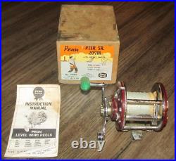 Antique Vintage Fishing Reel Penn Peer SR. 209M Metal Spool with Box & Paperwork