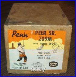 Antique Vintage Fishing Reel Penn Peer SR. 209M Metal Spool with Box & Paperwork