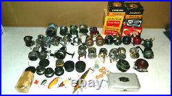 Big Vtg Fishing 30 Reel Lot Baitcasting Spinning + Lures Garcia Penn Senator