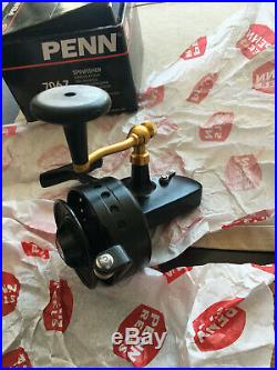 Classic Vintage Penn 706z Spinning Reel W Box & Extra Spool. Drilled. Very Nice