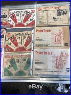 Collection Of Vintage Penn Reels Catalogs & Instruction Manual & Repair Parts