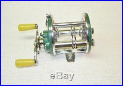 Early Penn Peer #109 Level Wind Casting Reel With Green Sideplates