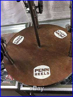 EX RARE VG ANTIQUE FACTORY PENN REEL DISPLAY COMPLETE With 15 1930's-40's REELS