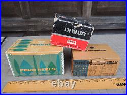 Fishing Reel Lot in Box Penn Reel Surfmaster, Abu Ambassadeur 5000C, Daiwa 1000A