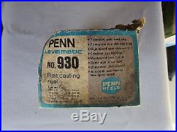 Fishing Reel-Penn 930 Levelmatic Bait Caster-VINTAGE NEW in BOX-Lube/Wrench/Pts