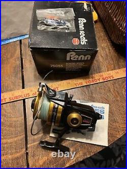 Fishing Vtg Penn 750 SS Skirted Spool Spinning Reel + Box +Papers + Tools