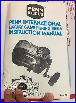 Gold Penn International 30 Trolling Luxury Game Reel Vintage With Box & Manual