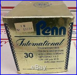 Gold Penn International 30 Trolling Reel Vintage With Box