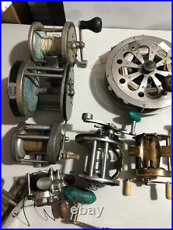 Huge Lot of Antique Fishing Casting Reels for Parts or Repair Penn Ocean City+