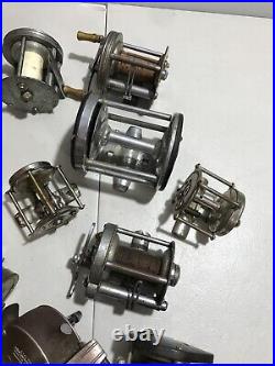 Huge Lot of Antique Fishing Casting Reels for Parts or Repair Penn Ocean City+