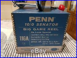 Immaculate New in Box Penn Senator 10/0 (model 116A) vintage fishing reel c. 1975