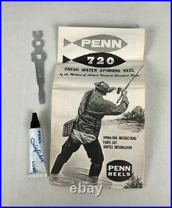 LNIB Mint Vintage Penn 720 Spinning Reel Box Manual Tool Lubricant Fishing