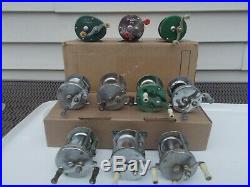 Lot Of 10 Vintage Level Wind Fishing Reels 1950's-60's