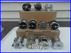 Lot Of 11 Vintage Level Wind Fishing Reels 1950's-60's