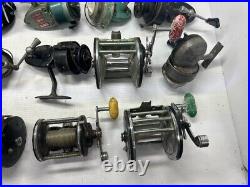 Lot Of 22 Vintage Fishing Reels Gamefisher, Smash, Penn Delmar, Spinster, Ocean